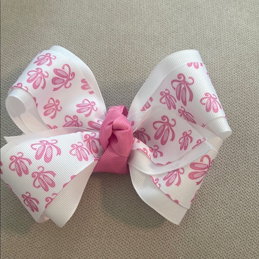 Pink and White Bow with Pattern